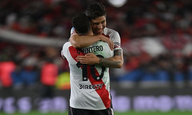 El festejo de River Plate tras ganarle a San Lorenzo
