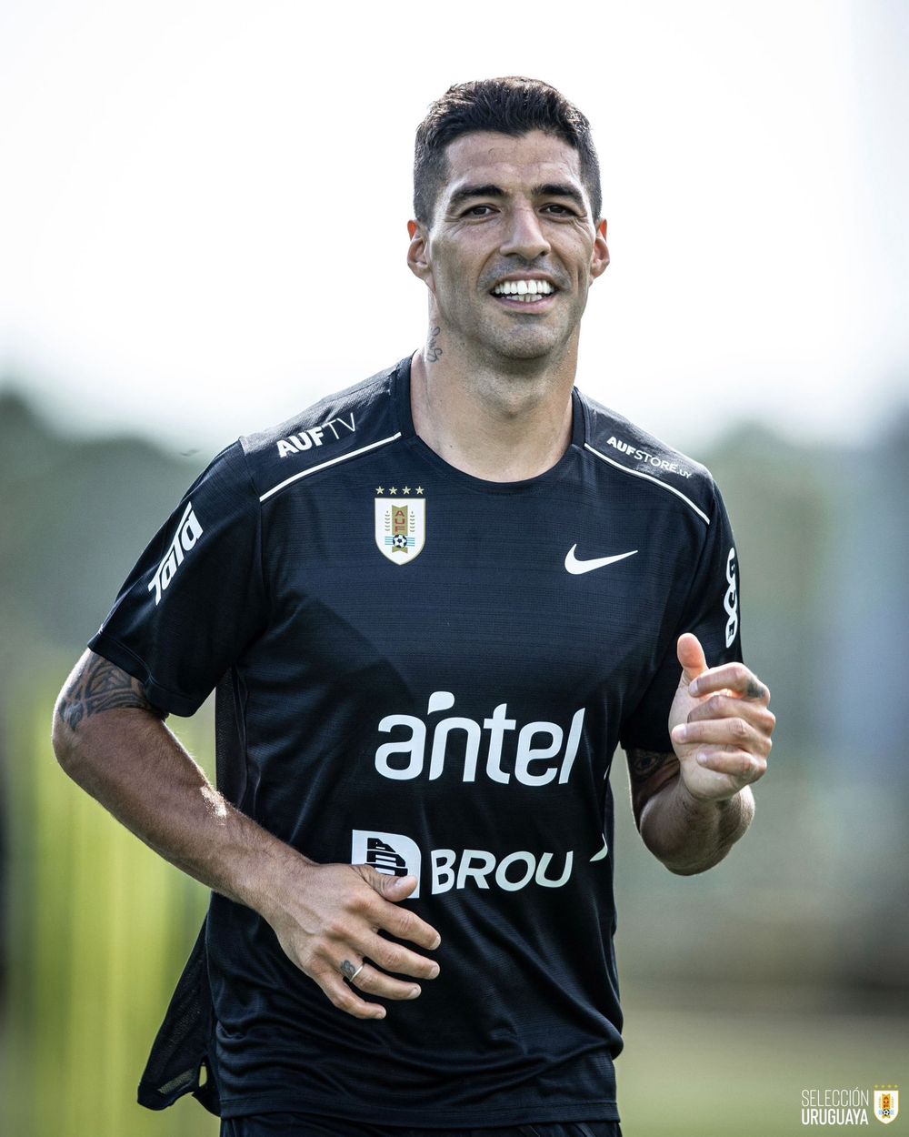 Luis Suárez en su primer entrenamiento para la Copa América 2024