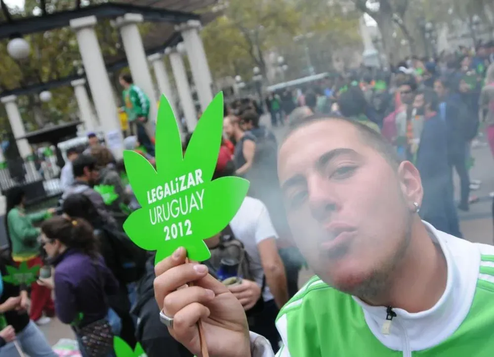 Activista manifestando por la legalización de la marihuana