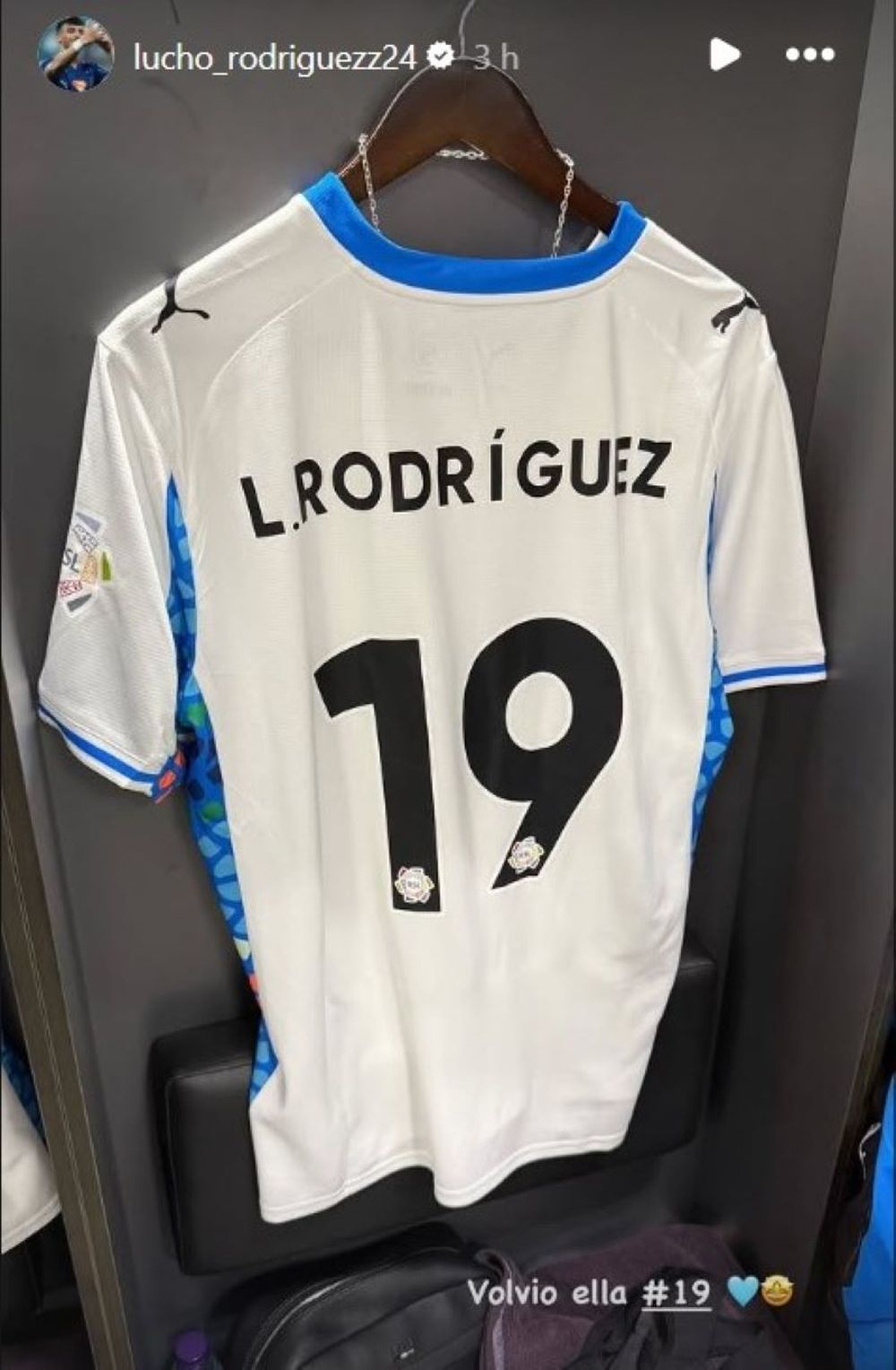 "Volvió ella. #19", escribió Luciano Rodríguez en su cuenta de Instagram "Volvió ella. #19", escribió Luciano Rodríguez en su cuenta de Instagram