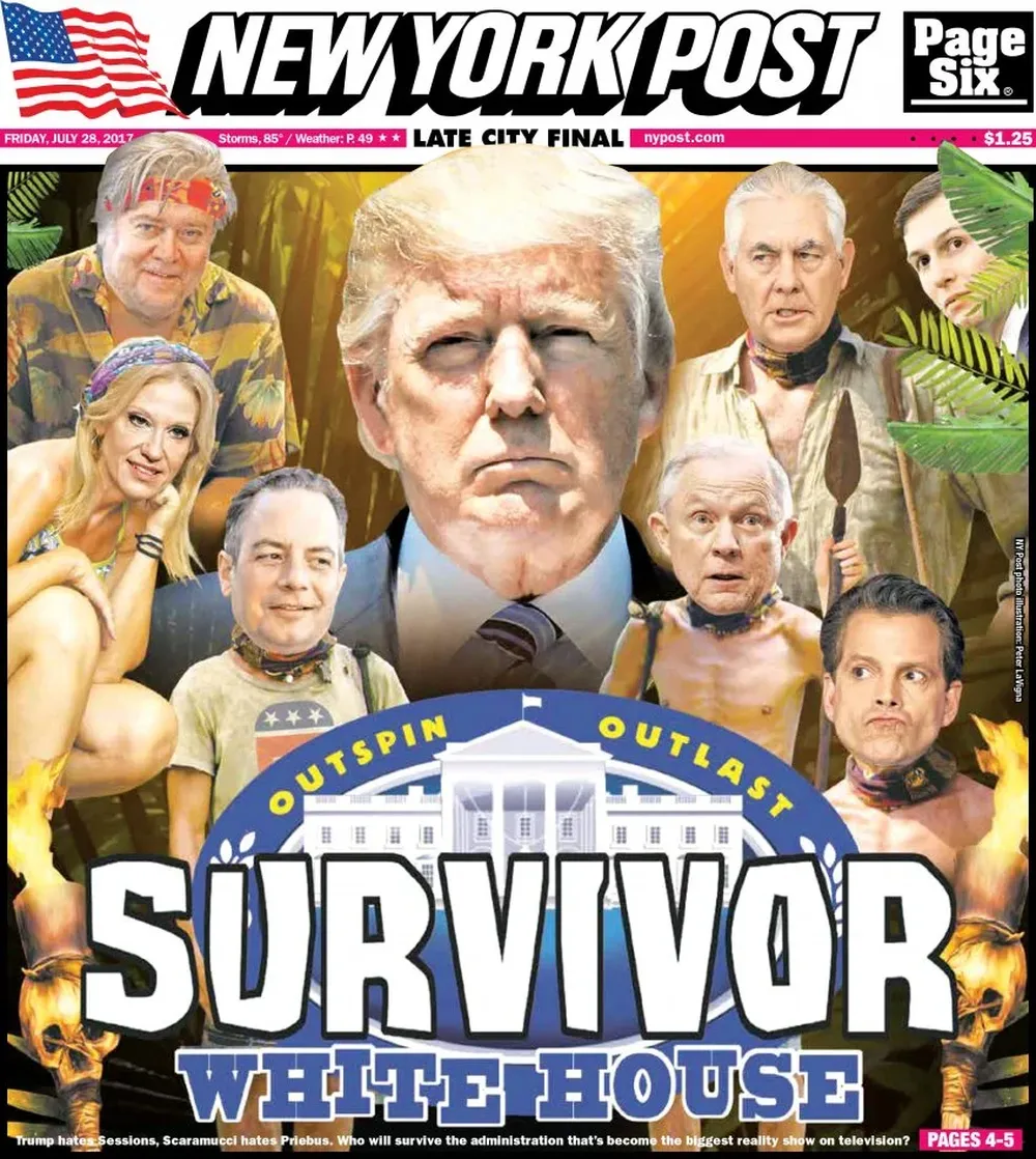 NEW YORK POSTJulio: Trump remueve a la mayoría de sus más cercanos asesores: como la famosa serie de TV, parece ser una cuestión de supervivencia.