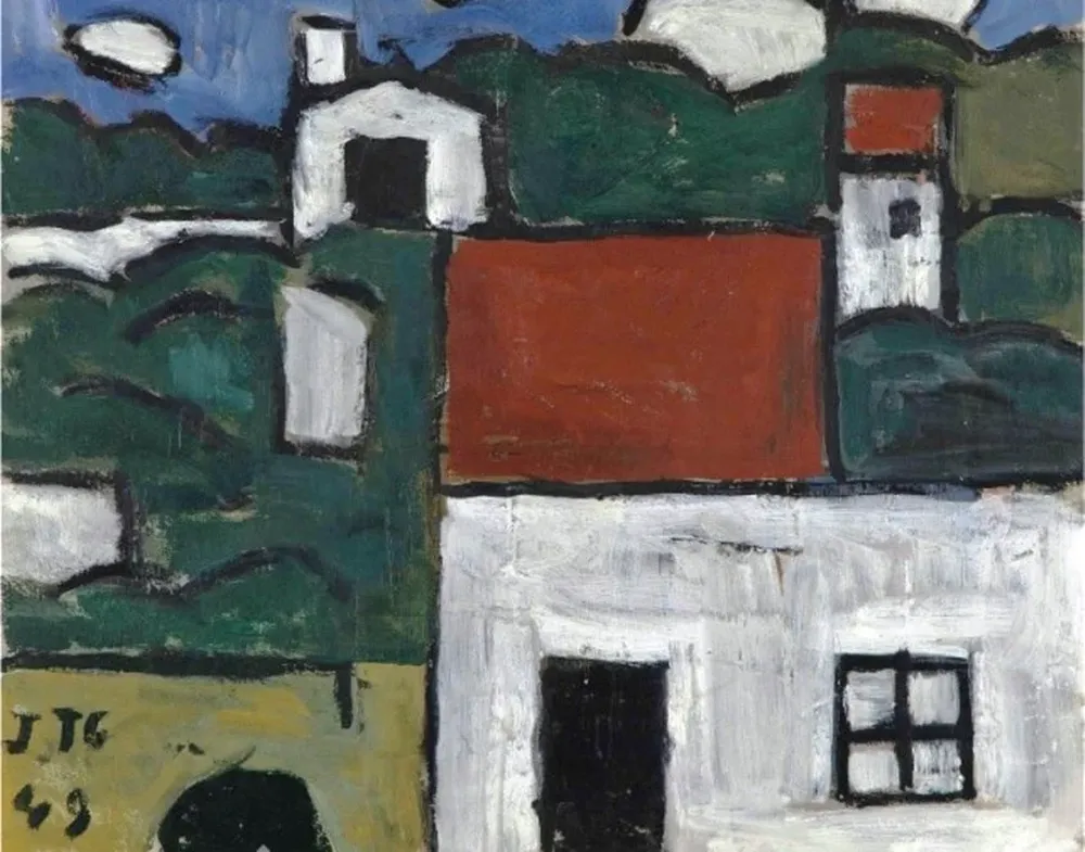 Paisaje con casas, la única obra que será subastada y que pertenece al uruguayo Joaquín Torres García