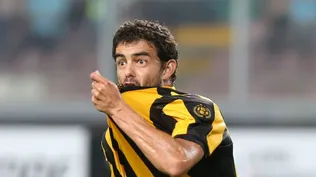 La celebración de Luis Aguiar tras su conquista