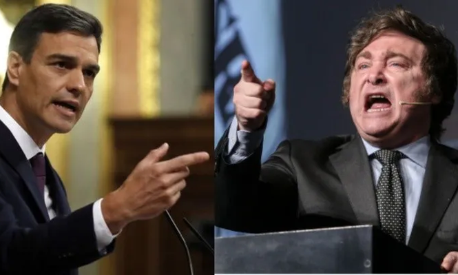 Javier Milei y Pedro Sánchez
