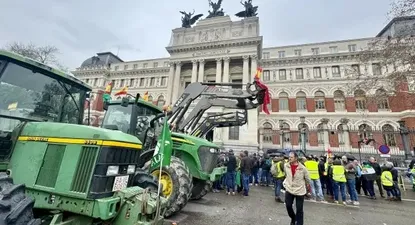 Protestas de tractores frente al Ministerio de Agricultura (Madrid) el pasado 15 de febrero de 2024