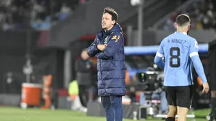 Fernando Diniz en el partido entre Uruguay y Brasil que ganaron los celestes