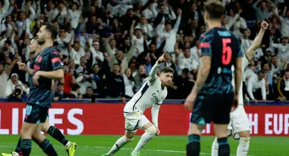 Federico Valverde celebra el gol del empate de Real Madrid ante Manchester City
