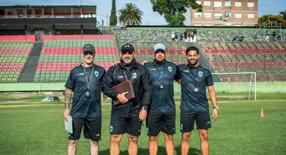 El cuerpo técnico cesado: AT Augusto Camejo, DT Martín García, PF Ignacio Denis y PF Felipe Torres.