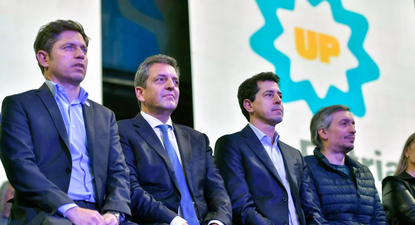 Axel Kicillof, Sergio Massa, Eduardo de Pedro y Máximo Kirchner en la reunión en la que se habría sellado el acuerdo para derogar las PASO.