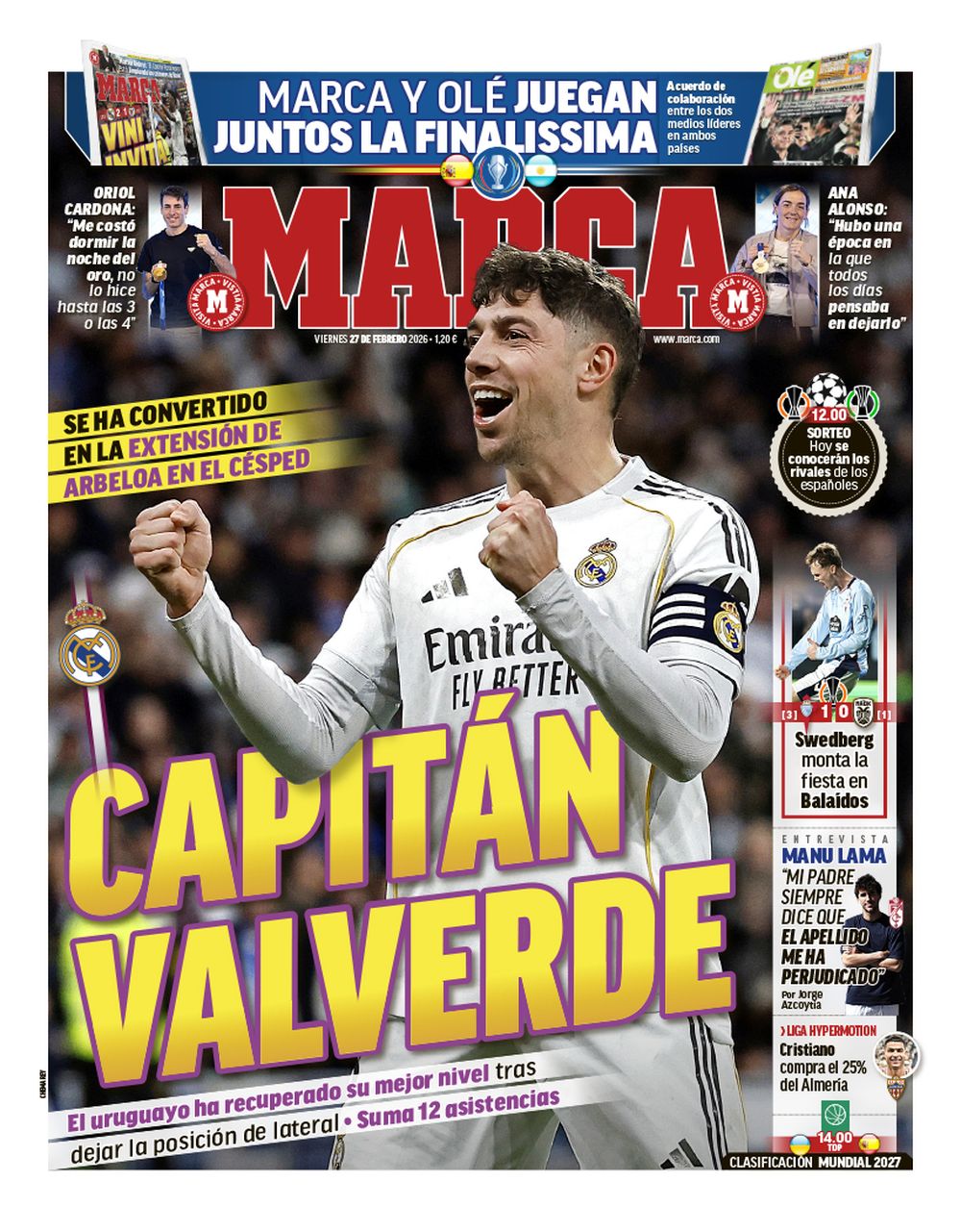 Federico Valverde en la tapa de Marca