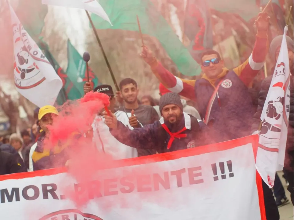 Movilización de trabajadores de la Foica en Durazno.
