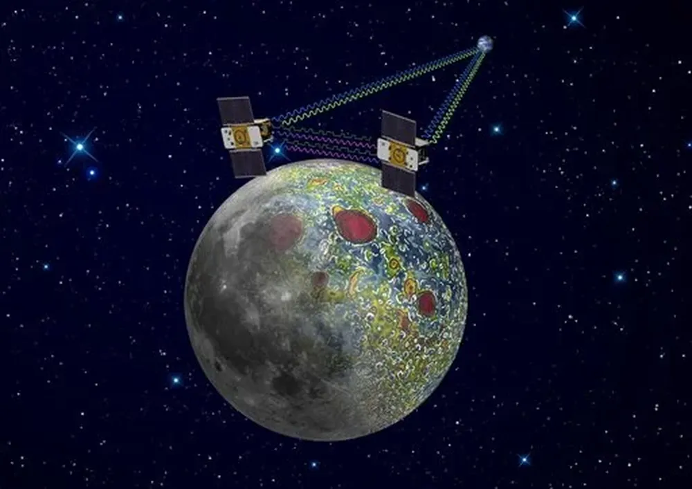 Este esquema fue provisto por la NASA el 21 de diciembre y muestra a las sondas gemelas Grail mapeando el campo gravitatorio lunar. Se prevé que las dos sondas entren en órbita alrededor de la luna el próximo fin de semana de año nuevo.