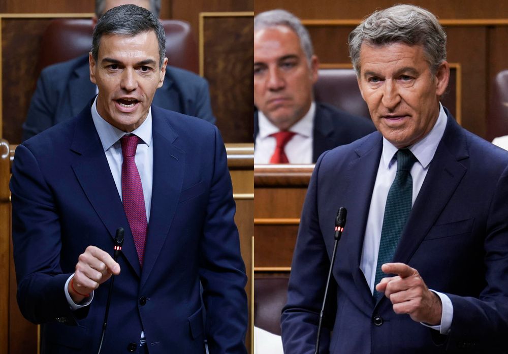 Pedro Sánchez y Alberto Núñez Feijóo, en una jornada tensa en el Congreso de los Diputados.