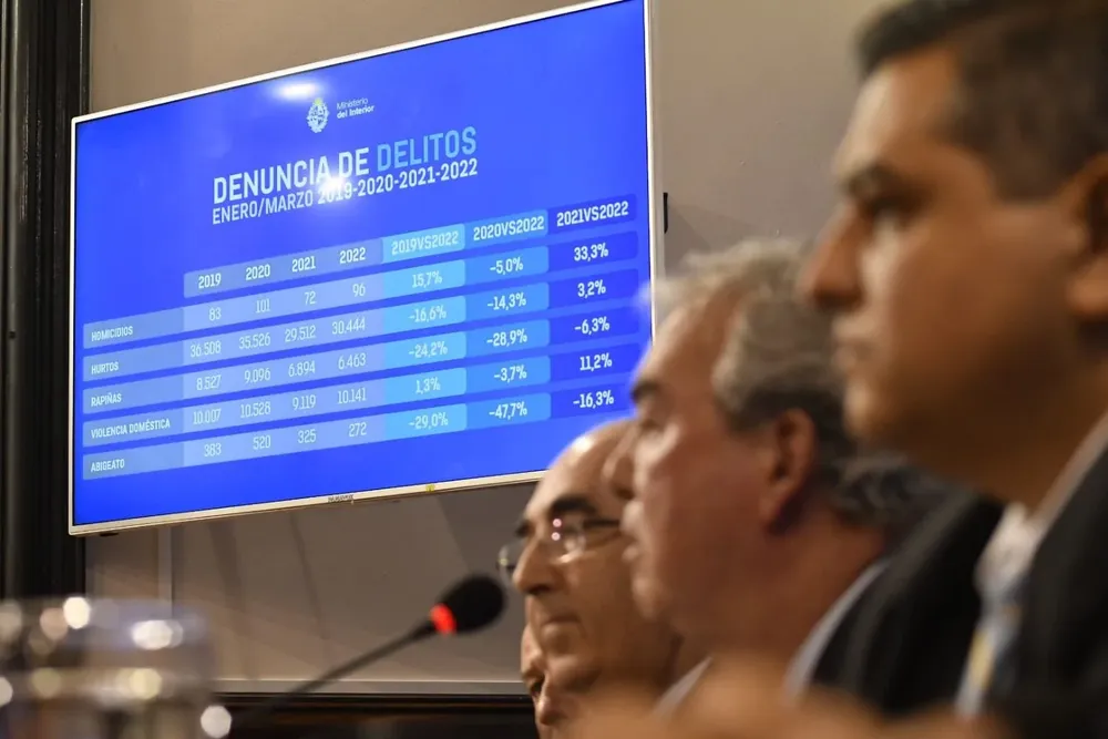 Luis Alberto Heber encabeza la conferencia de prensa para anunciar cifras de delitos