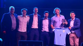 Forlán, Godín y Lugano en el evento de la Mutual