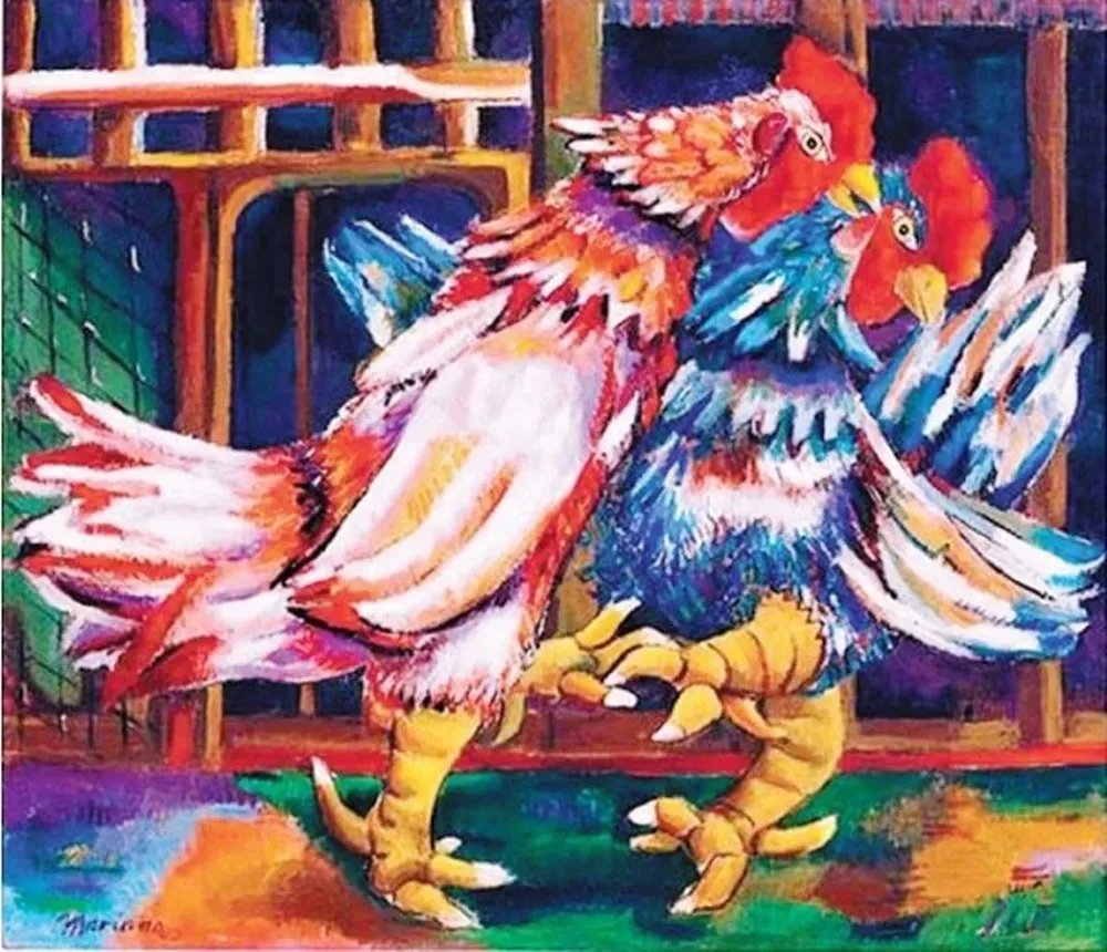 Pelea de Gallos, una obra del cubano Mariano Rodríguez que también fue subastada en Christies