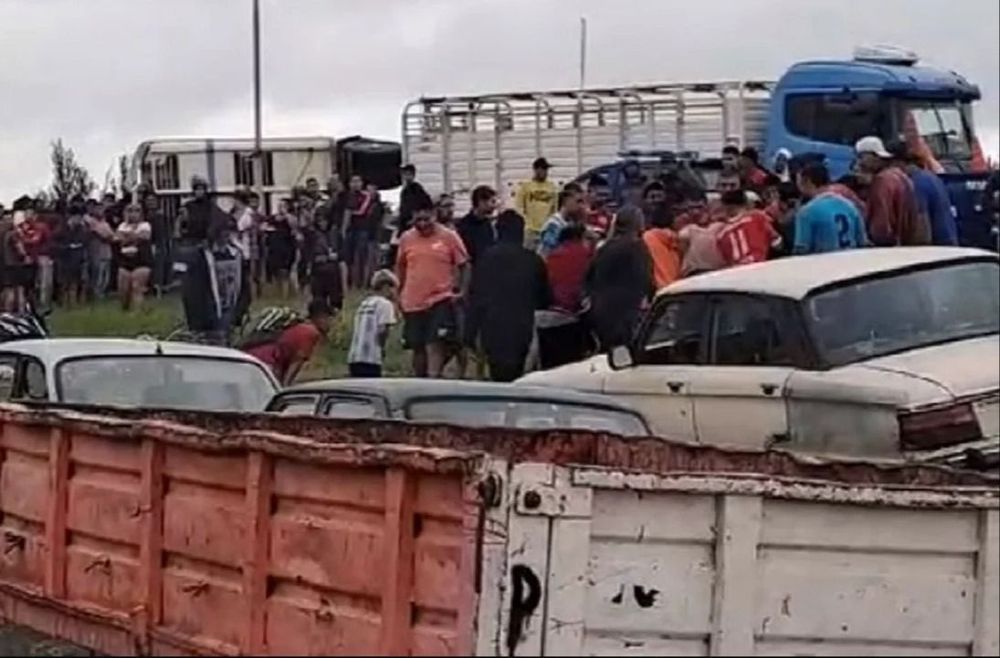 En plena ruta, vecinos de Río Cuarto faenaron vacas de un camión volcado
