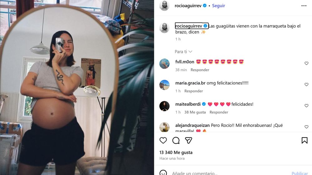 La publicación de Rocío Aguirre anunciado la llegada de su hijo con C. Tangana. INSTAGRAM.