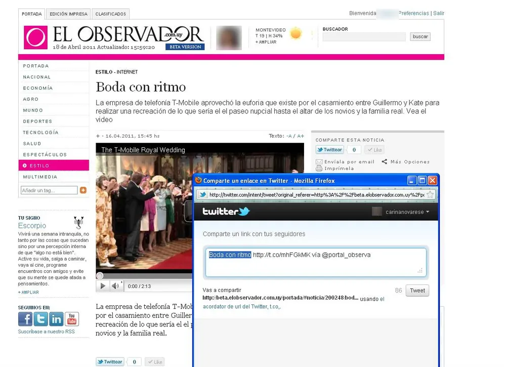 Con tus cuentas de redes sociales asociadas a tu perfil podrás compartir contenidos con un solo click