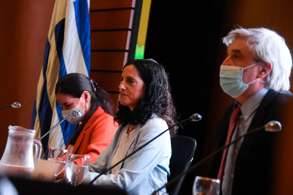 Las autoridades del Ministerio de Economía en la conferencia de hoy