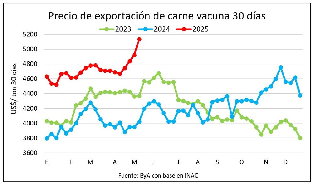 Novillos y la carne exportada: otoño con precios que trepan y trepan.