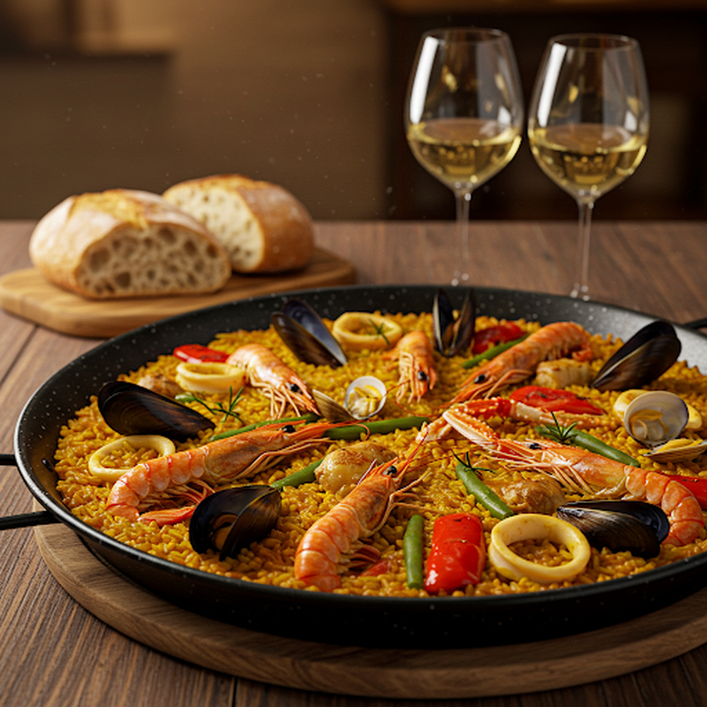 La paella, el plato valenciano que brilla en España.