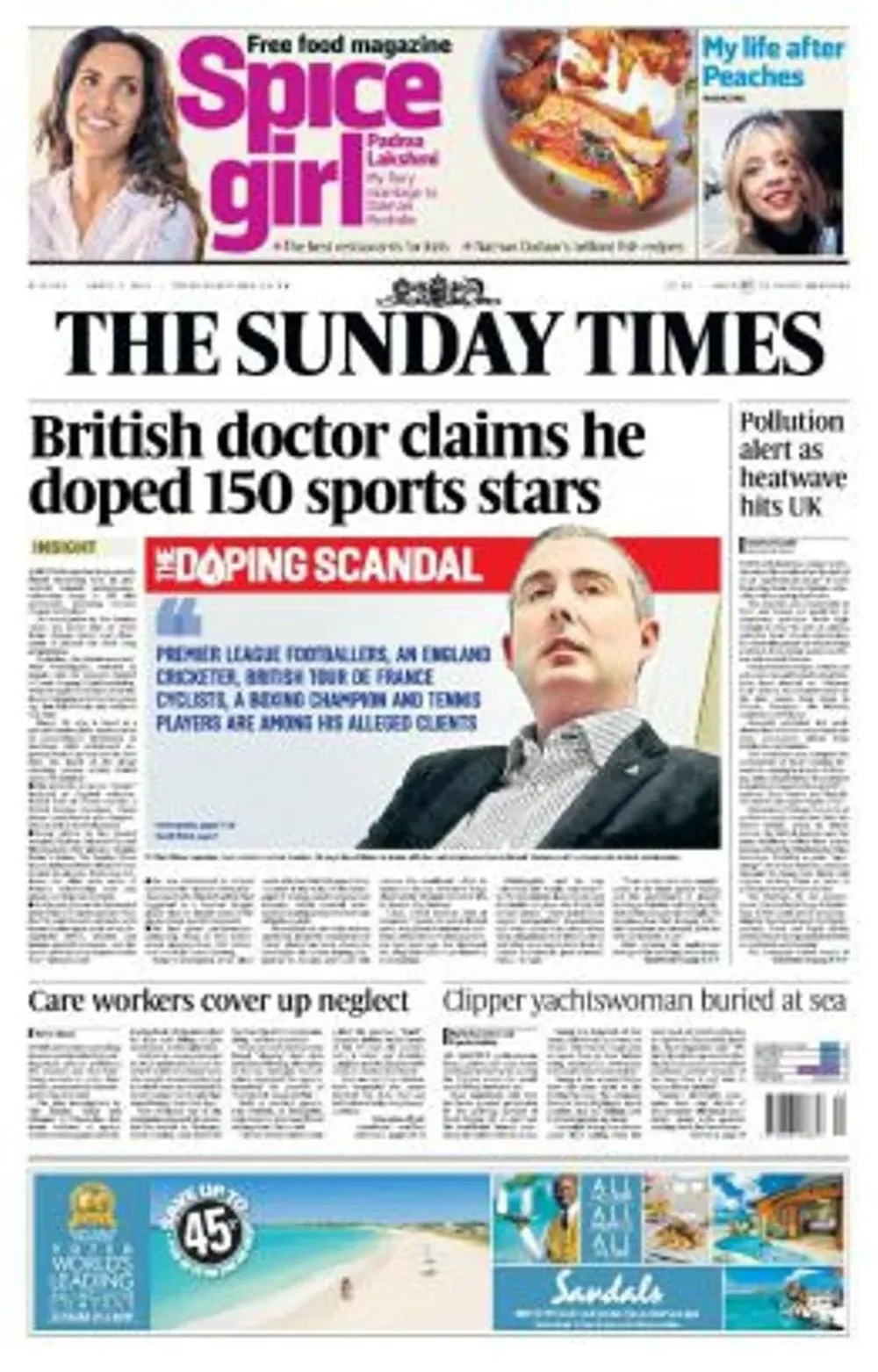 La portada de este domingo del The Sunday Times inglés