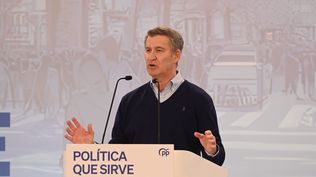 El presidente del PP, Alberto Núñez Feijóo, interviene durante el I Foro de Grandes Ciudades.