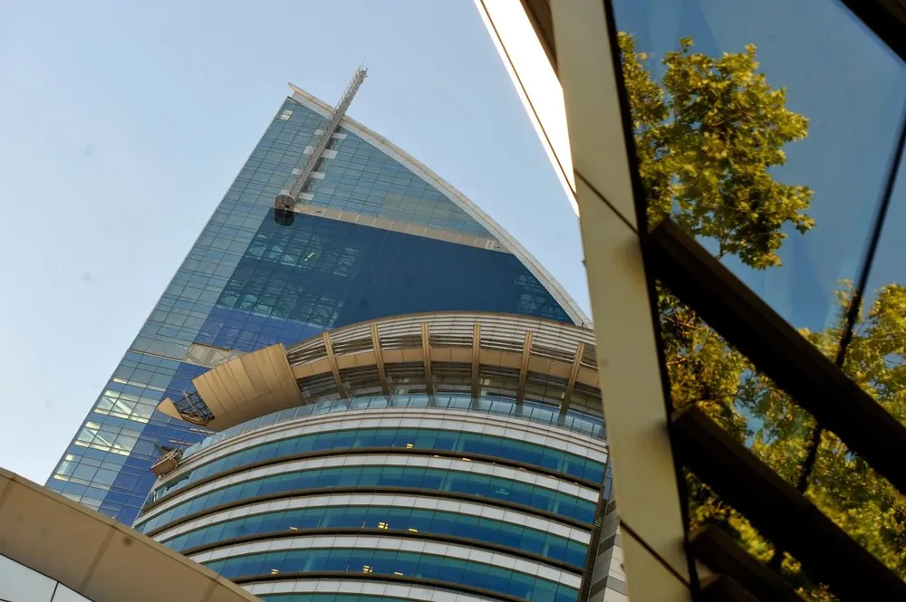 Antel, fachada de la torre de telecomunicaciones. Archivo