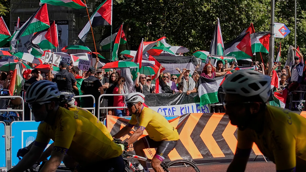 Las protestas propalestinas en La Vuelta en Madrid.&nbsp;