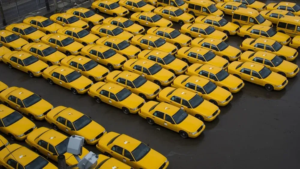 En Hoboken, un aparcamiento de taxis previo al huracán Sandy