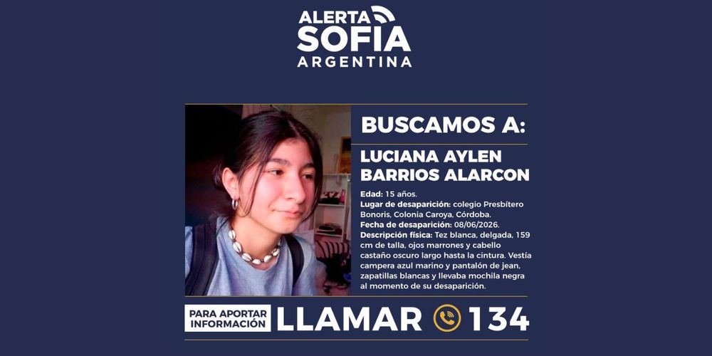Alerta Sofía por la búsqueda de Luciana Aylen Barrios Alarcon