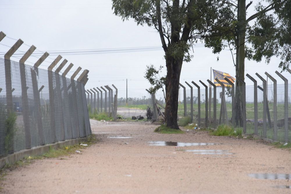 La bandera de Peñarol flameando en la Ciudad Deportiva