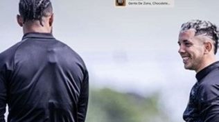 Nahuel Herrera recordó este momento con Leonardo Fernández en una práctica con Peñarol en 2024