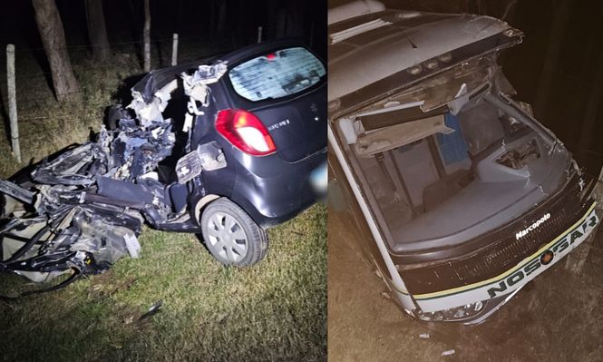 Dos muertos y cuatro heridos tras choque frontal entre un ómnibus y un auto en Durazno