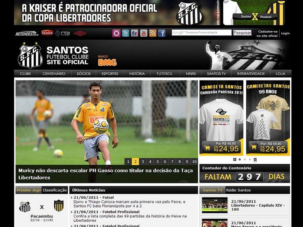 Imagen del sitio oficial de Santos