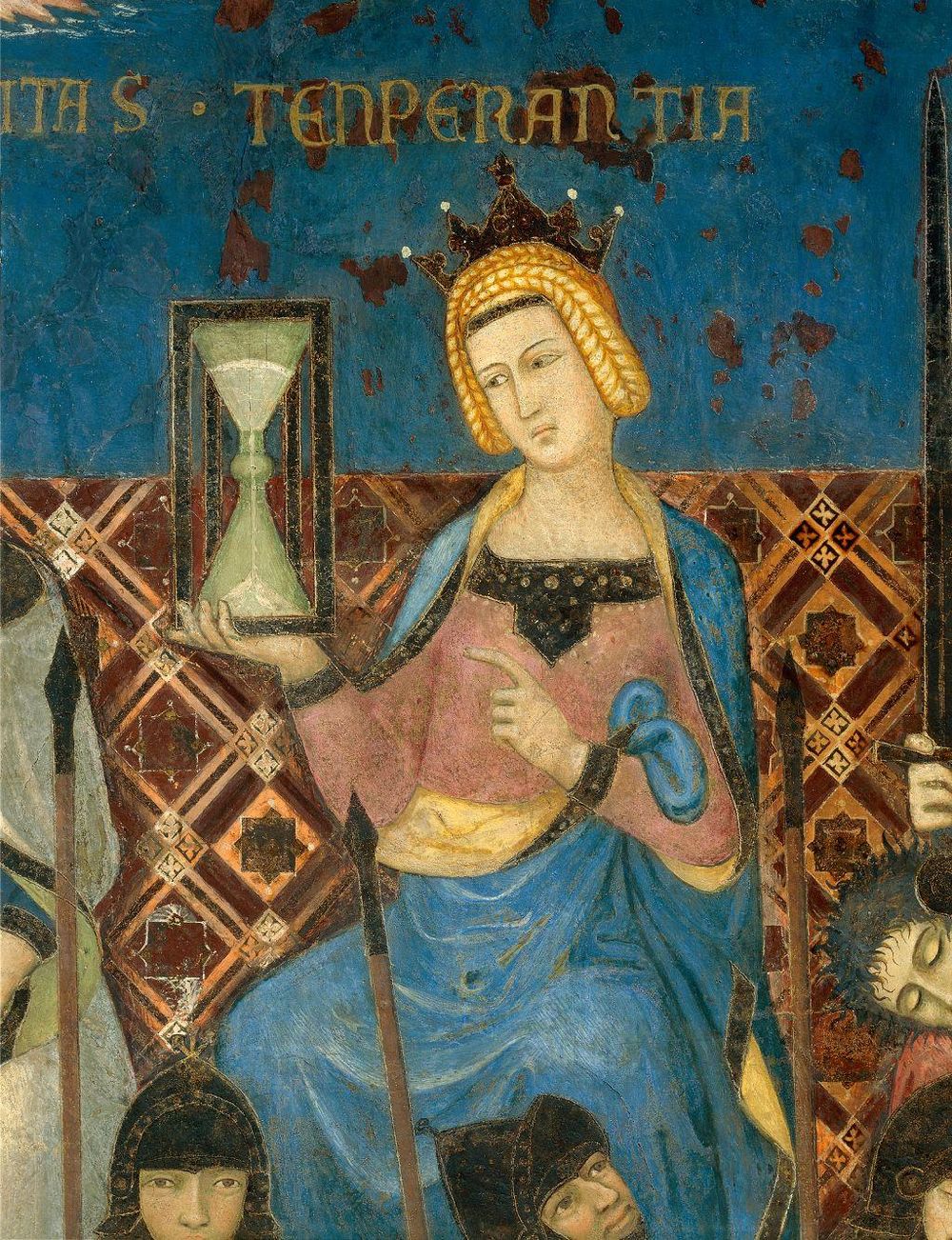 En la serie de frescos llamados "La Alegoría del buen y del mal gobierno", el artista sienés Ambrogio Lorenzetti pintó la representación más antigua de un reloj de arena, sostenido por la Templanza.
