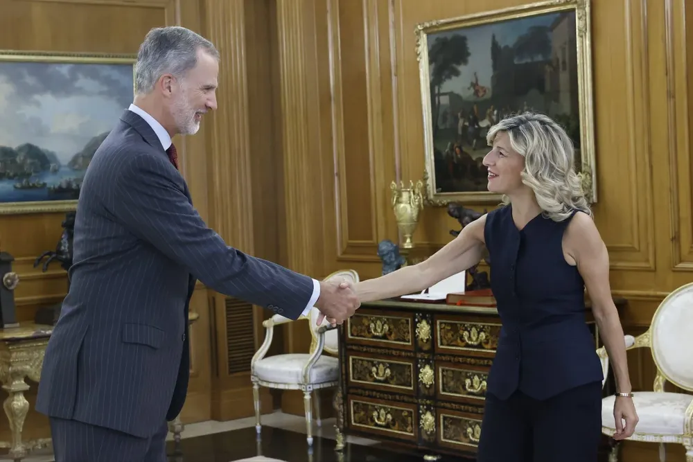 El Rey Felipe VI recibe a la líder de Sumar, Yolanda Díaz
