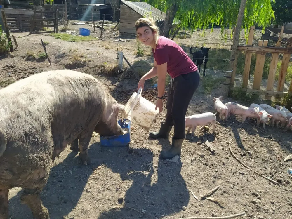 Ana Alonso, en su predio en Progreso, Canelones.