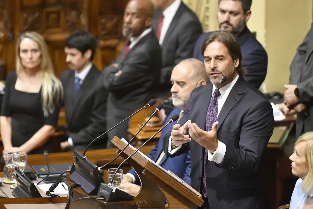 El presidente de la República, Luis Lacalle Pou, este sábado en el Parlamento