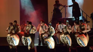 Sarabanda, durante su debut en el concurso del Teatro de Verano, en el carnaval 2023.