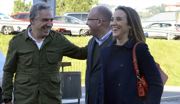 El coordinador general del PP, Elías Bendodo; El portavoz del PP en el Congreso, Miguel Tellado y la secretaria general del Partido Popular, Cuca Gamarra.
