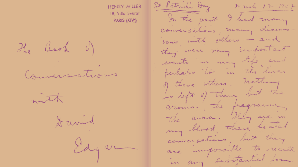 Carta original, del puño y letra de Miller