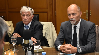 El ministro Cúneo Libarona junto a su ahora ex jefe de Gabinete, Diego Guerendiain
