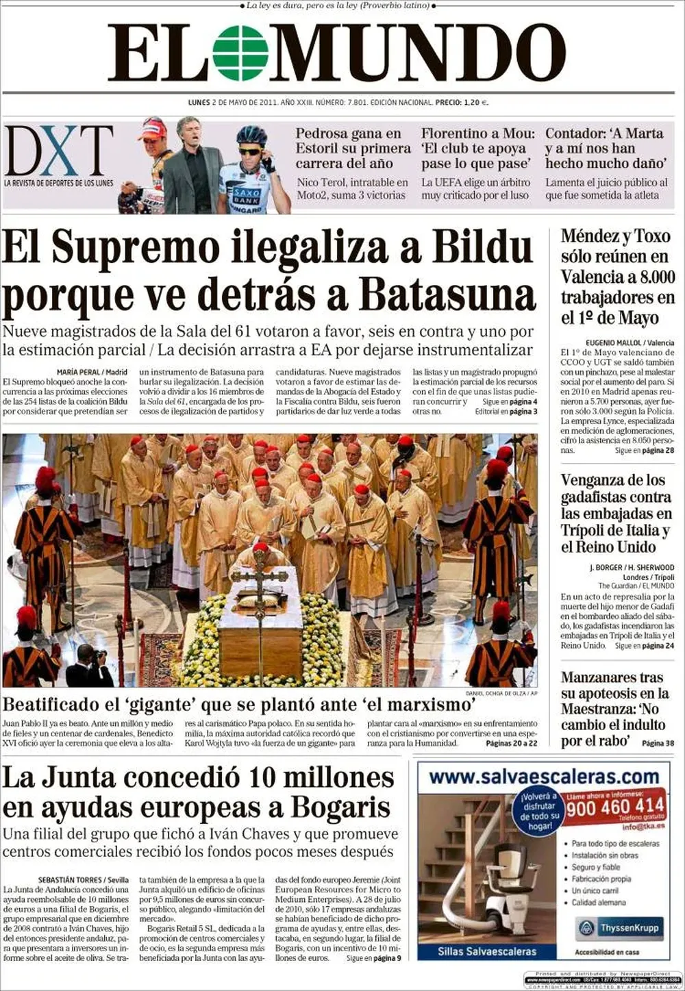 Tapa de El Mundo de ESpaña