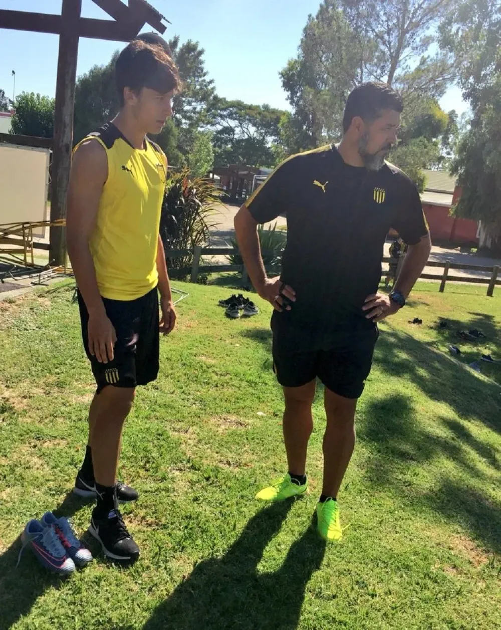 Agustín Canobbio con su nuevo DT, Leo Ramos