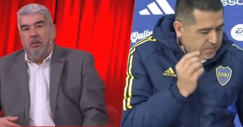 El Chavo Fucks y Juan Román Riquelme en plena discusión; este es el momento en el que el presidente de Boca Juniors, abandonó el móvil en vivo que le estaban haciendo