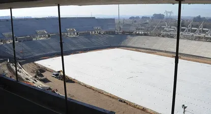 La vista del futuro estadio aurinegro desde uno de los futuros palcos