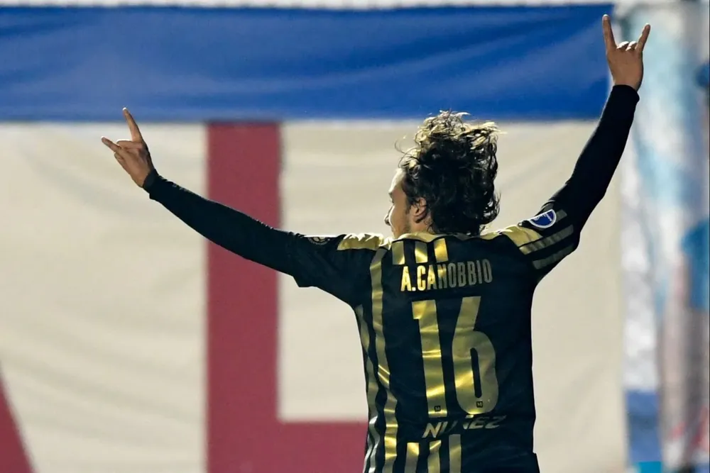 La celebración de Agustín Canobbio en el 1-0 ante Nacional