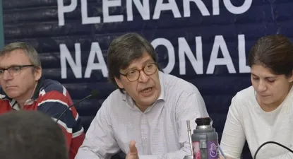 El presidente del Frente Amplio, Javier Miranda, durante el Plenario de este sábado